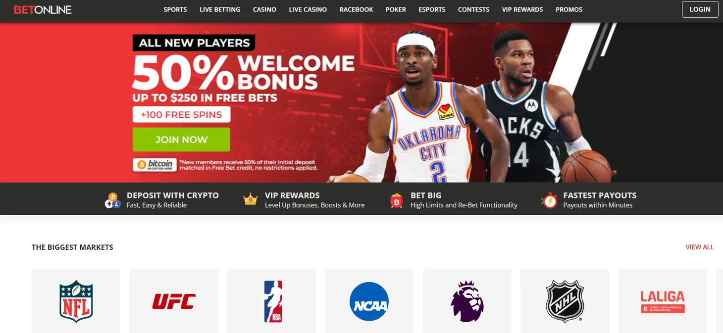 BetOnline casino homepage with welcome offer (US capture)